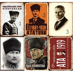 Atatürk Ahşap Retro Vintage Poster